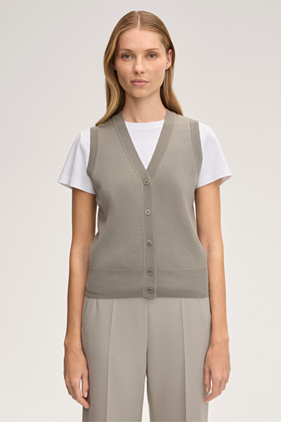 Schurwoll-Seidenmix-Cardigan-Top in Salbeigrün