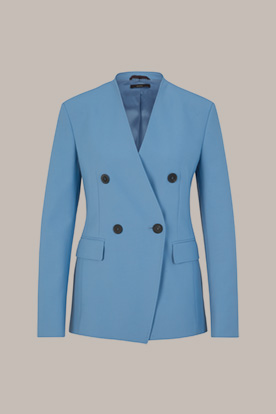 Crêpe Double-breasted Blazer in Blue