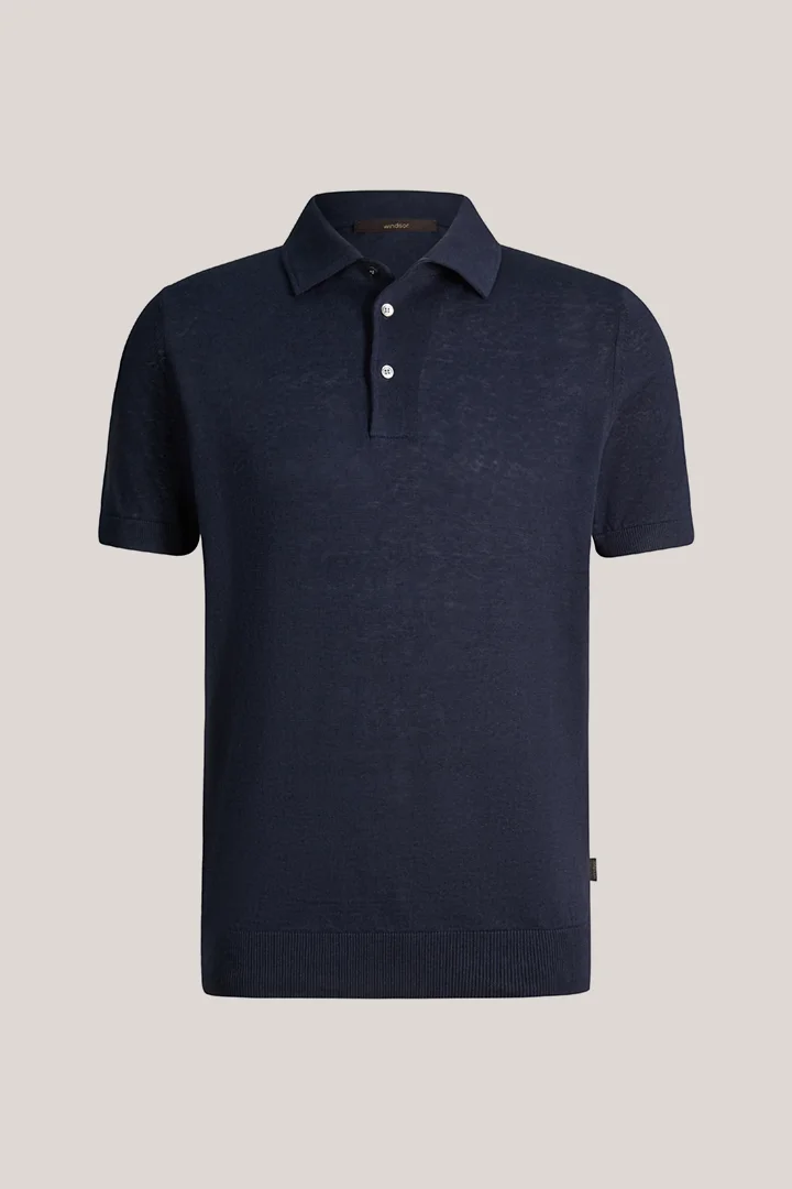 Führt zu Produktdetailseite „Leinenmix-Polo Lindo mit Baumwolle in Navy"