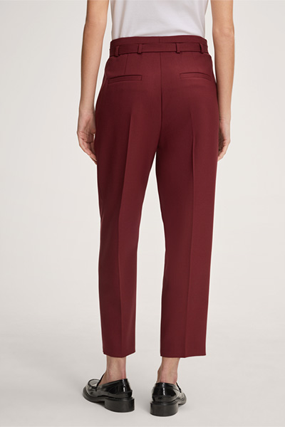 Schurwoll-Hose mit Bundfalte in Rot