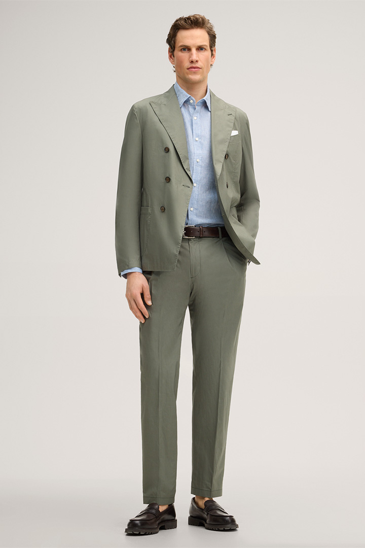 Leads to look detail page “Baristo-Flomo cotton blend modular suit in olive”