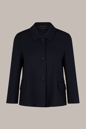 Crêpe-Blazer-Jacke in Navy