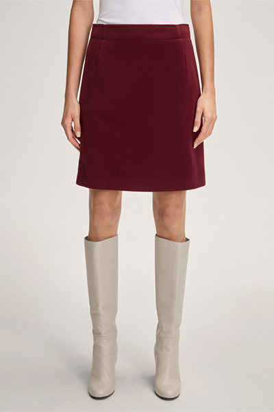 Wool Blend Mini Boot Skirt in Red