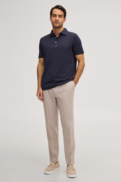 Leinenmix-Polo Lindo mit Baumwolle in Navy