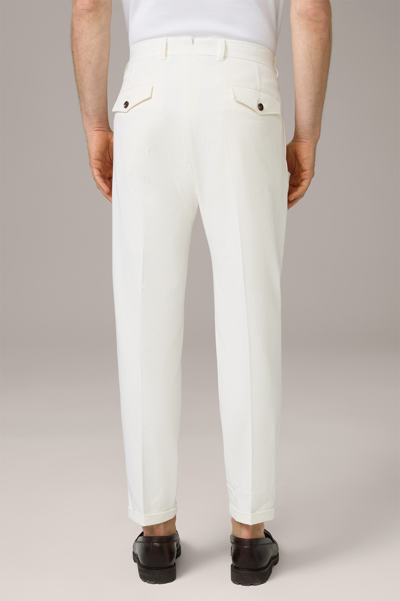 Serpo Cotton Blend Trousers in White 