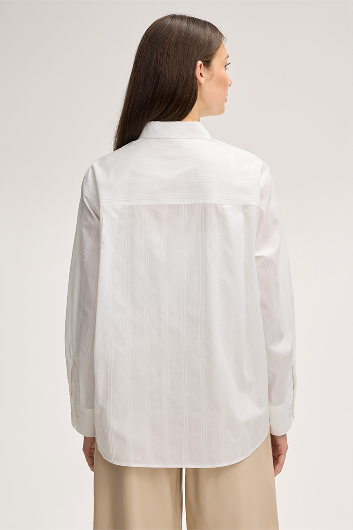 Poplin Cotton Shirt-style Blouse in Ecru