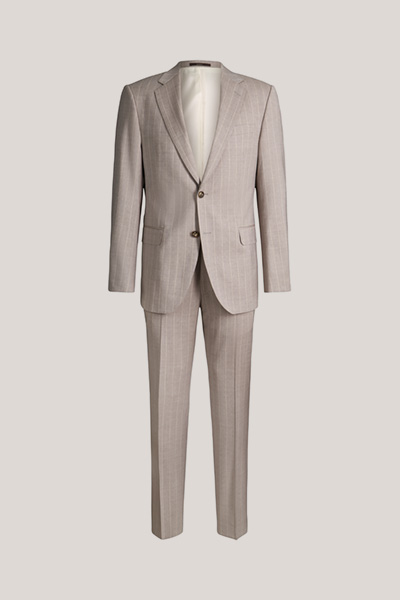 Sera-Sole virgin wool suit in grey and brown stripes