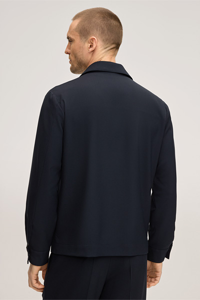 Schurwoll-Baukasten-Overshirt Lavoro in Navy