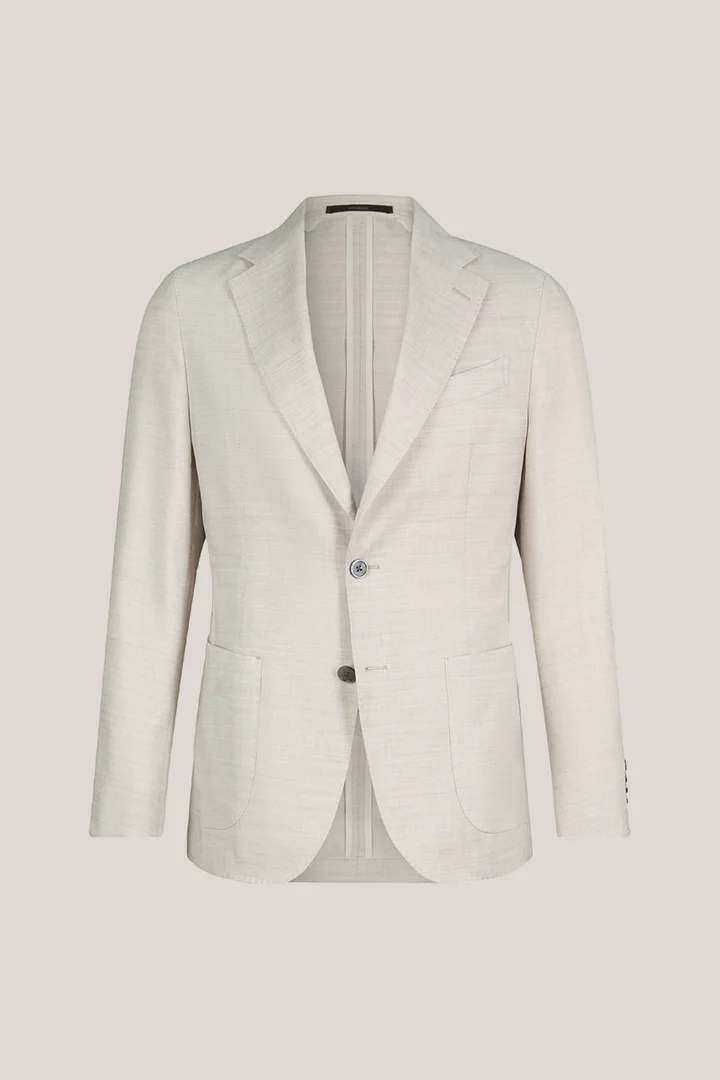 Führt zu Produktdetailseite „Leinenmix-Baukasten-Sakko Giorno mit Schurwolle in Beige Fischgrat"