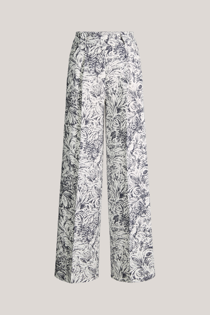 Führt zu Produktdetailseite „Lyocell-Print-Marlene-Hose in Navy Ecru"