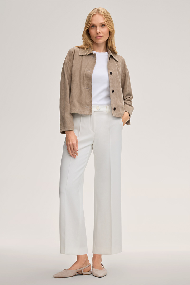 Führt zu Produktdetailseite „Lammvelours-Leder-Hemdjacke in Taupe"