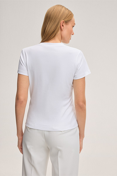 Baumwoll-Interlock T-Shirt in Weiss