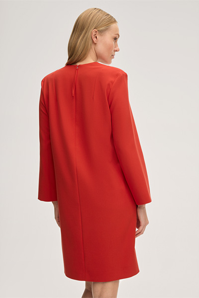 Crepe-Shift-Kleid in A-Linie in Rot