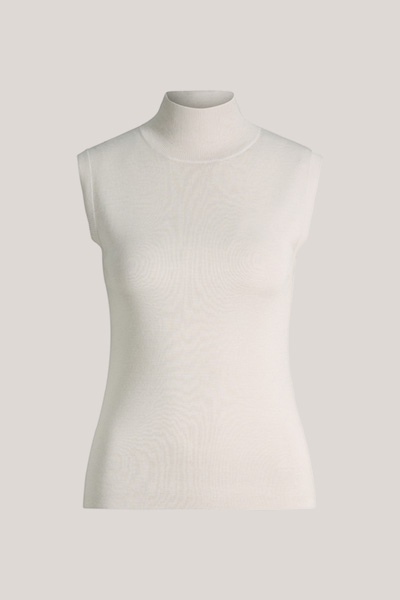 Schurwoll-Seidenmix-Rollkragen-Top in Ivory