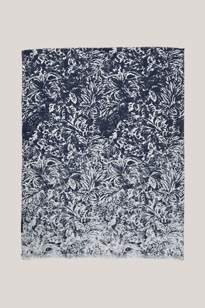 Modal-Print-Schal in Navy-Ecru