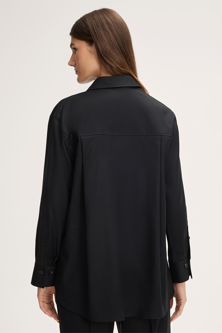 Shirt-style Flannel Blouse in Black