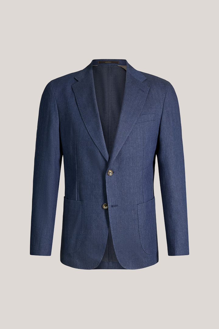 Führt zu Produktdetailseite „Schurwollmix-Baukasten-Sakko Giro mit Leinen in Blau"