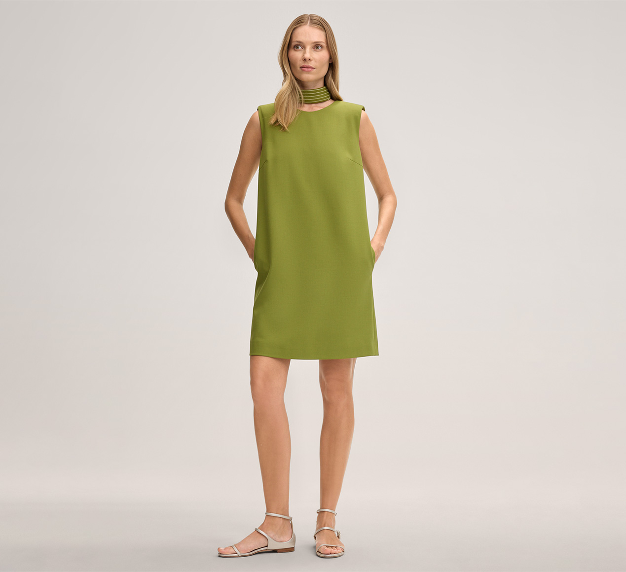 windsor. presents the product Crêpe Sleeveless Sheath Dress in Green from the category Dresses & overalls