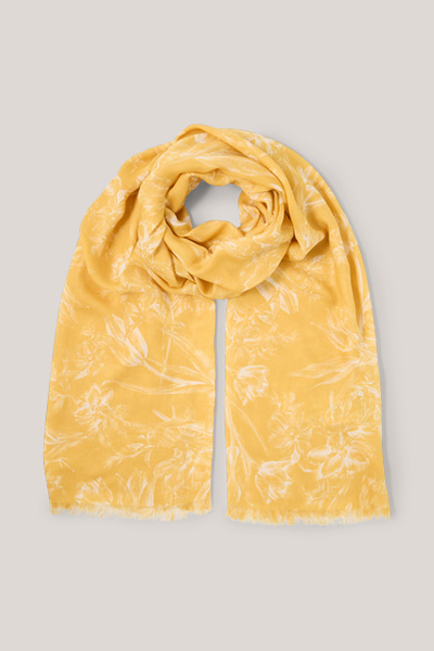 Modal-Schal mit Print in Gelb-Ecru