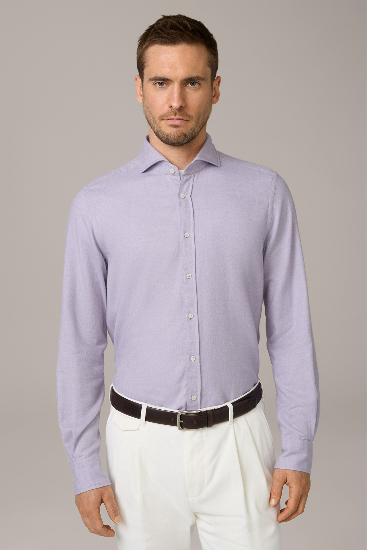 Lano Cotton Mix Shirt with Virgin Wool in Lilac