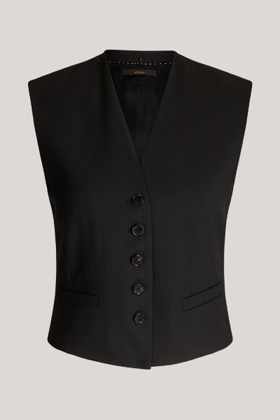 Virgin Wool Waistcoat in Black