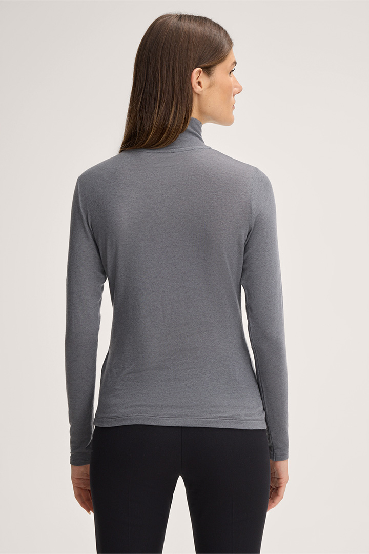 T-shirt à col roulé en laine stretch, en gris