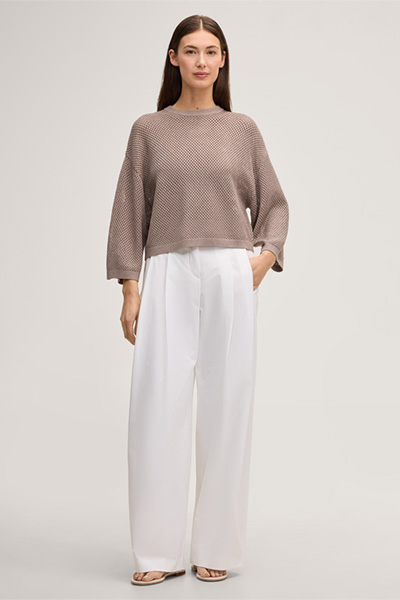 Pull en mélange de viscose texturé, couleur taupe