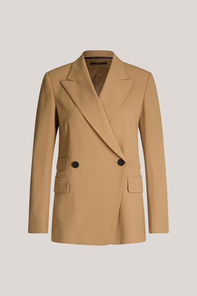 Wollmix-Doppelreiher-Blazer in Braun