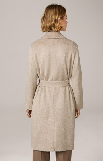 Brushed Alpaca-Mix Dress Coat in Light Beige Marl