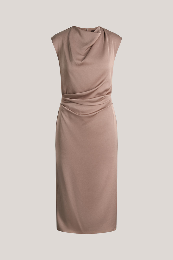 Führt zu Produktdetailseite „Crêpe-Etui-Kleid in Midi-Länge in Braun"