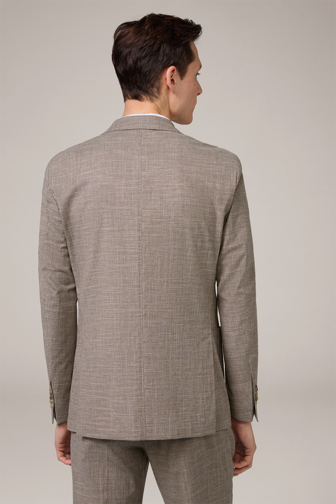 Giro Cotton Blend Modular Jacket with Wool and Linen in Brown and Beige Patterned