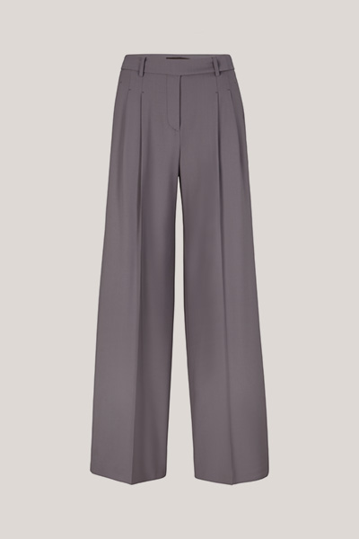 Virgin Wool Stretch Palazzo Trousers in Grey