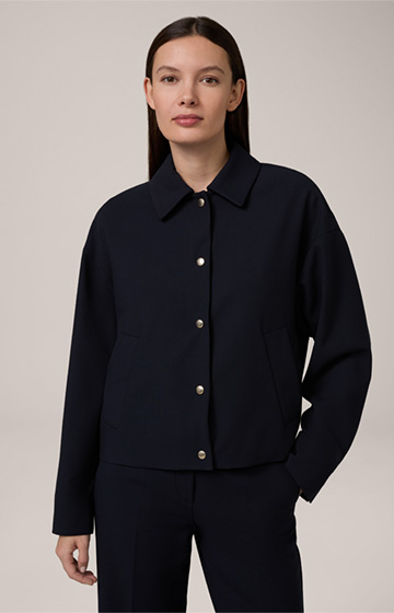 Crêpe Blazer Jacket in Navy