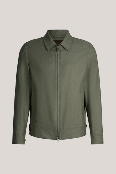 Leinenmix-Blouson Teo mit Hemdkragen in Oliv