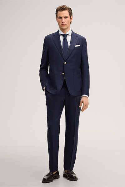 Schurwoll-Baukasten-Hose Silvi mit Bundfalte in Navy