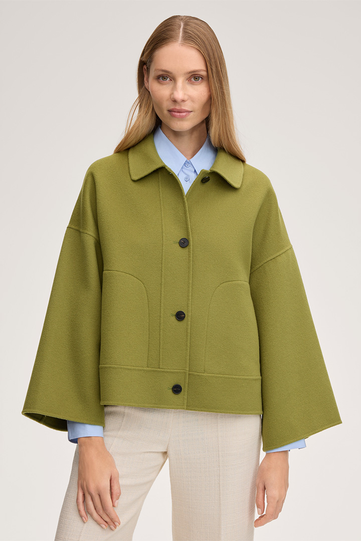 Führt zu Produktdetailseite „Schurwoll-Doubleface-Jacke in Grün"