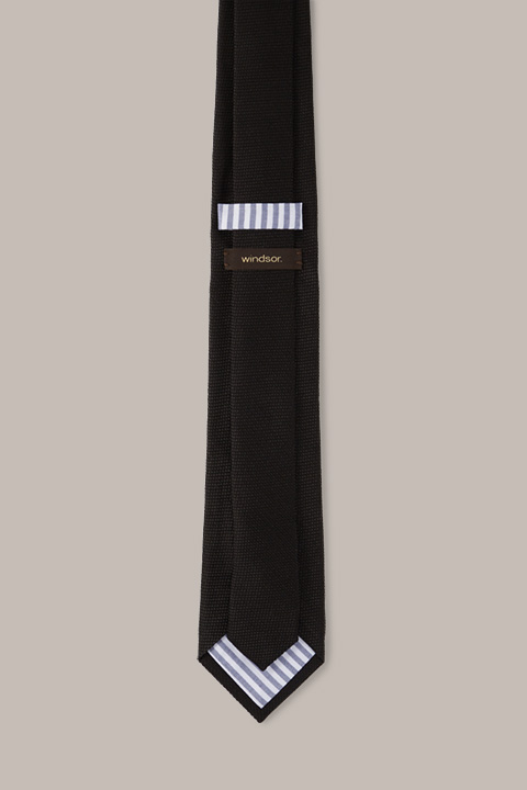 Silk Tie with Cotton in a Black Pattern