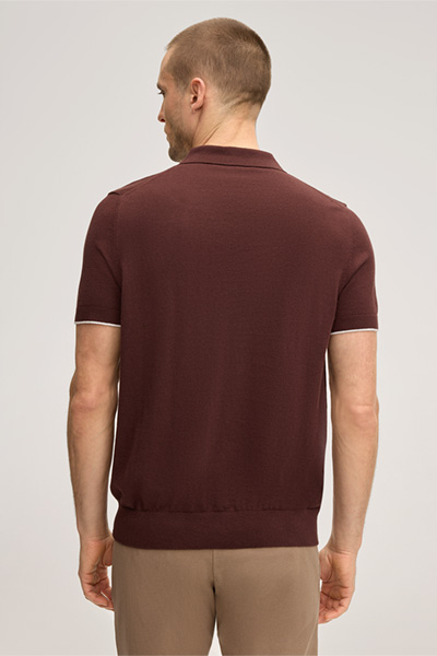 Baumwoll-Polo-Shirt Cashmilo mit Cashmere und Seide in Bordeaux Rot