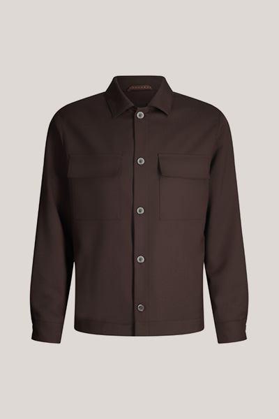 Schurwoll-Baukasten-Overshirt Lavoro in Braun