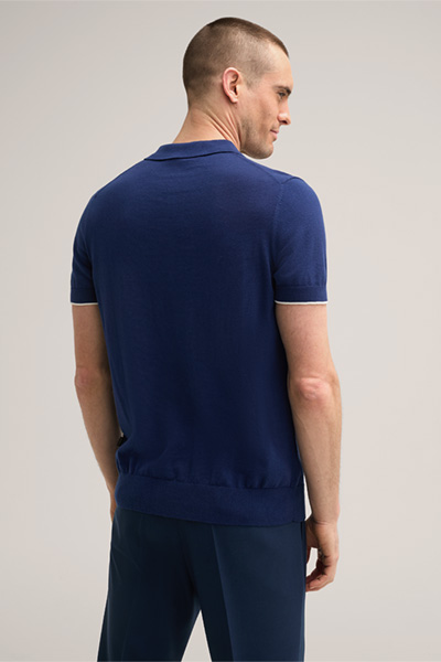 Strick-Polo-Shirt Cashmilo mit Seide und Cashmere in Blau