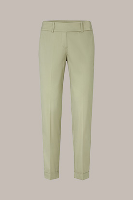 Pantalon de tailleur en coton stretch à revers, en vert clair