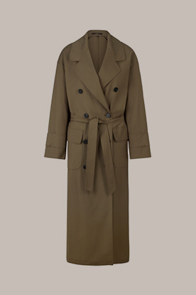 Trench-coat en laine vierge, couleur olive