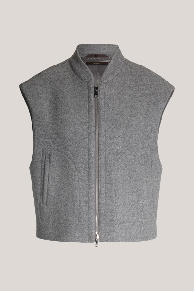 Double Waistcoat with a Stand-up Collar in Grey