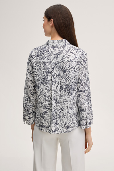 Lyocell-Print-Hemdbluse in Navy Ecru