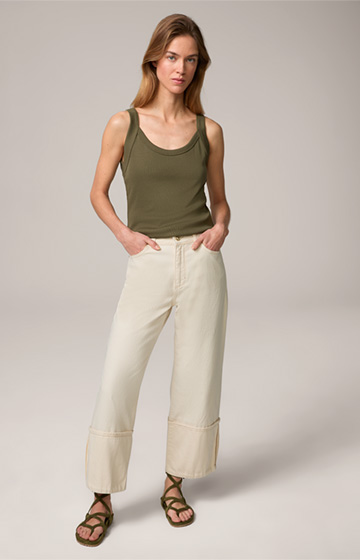 Tencel/Cotton Ribbed Top in Olive