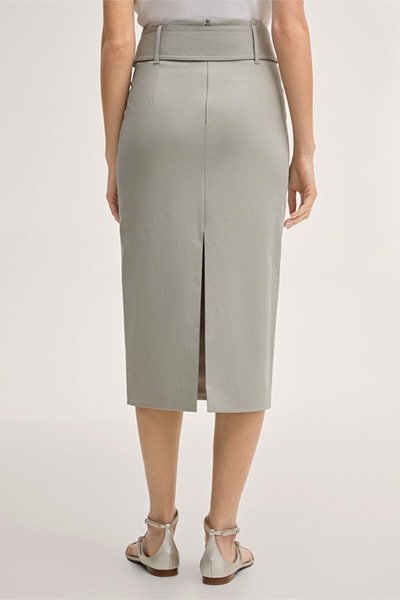 Double Cotton Stretch Pencil Skirt in Greige