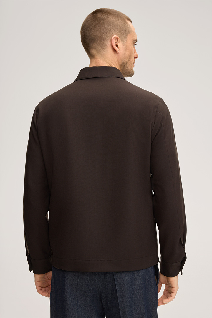 Lavoro Modular Virgin Wool Overshirt in Brown