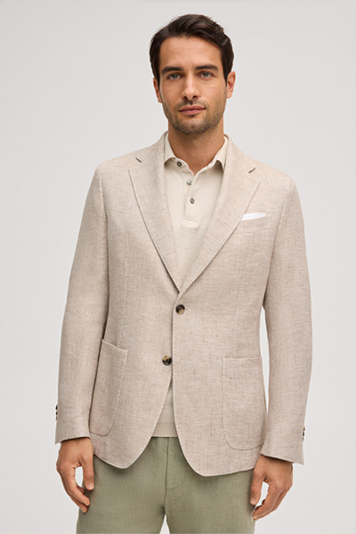 Veste Giorno en lin mélangé et coton, couleur beige chiné