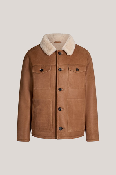 Atri Lambskin Leather Jacket in Camel