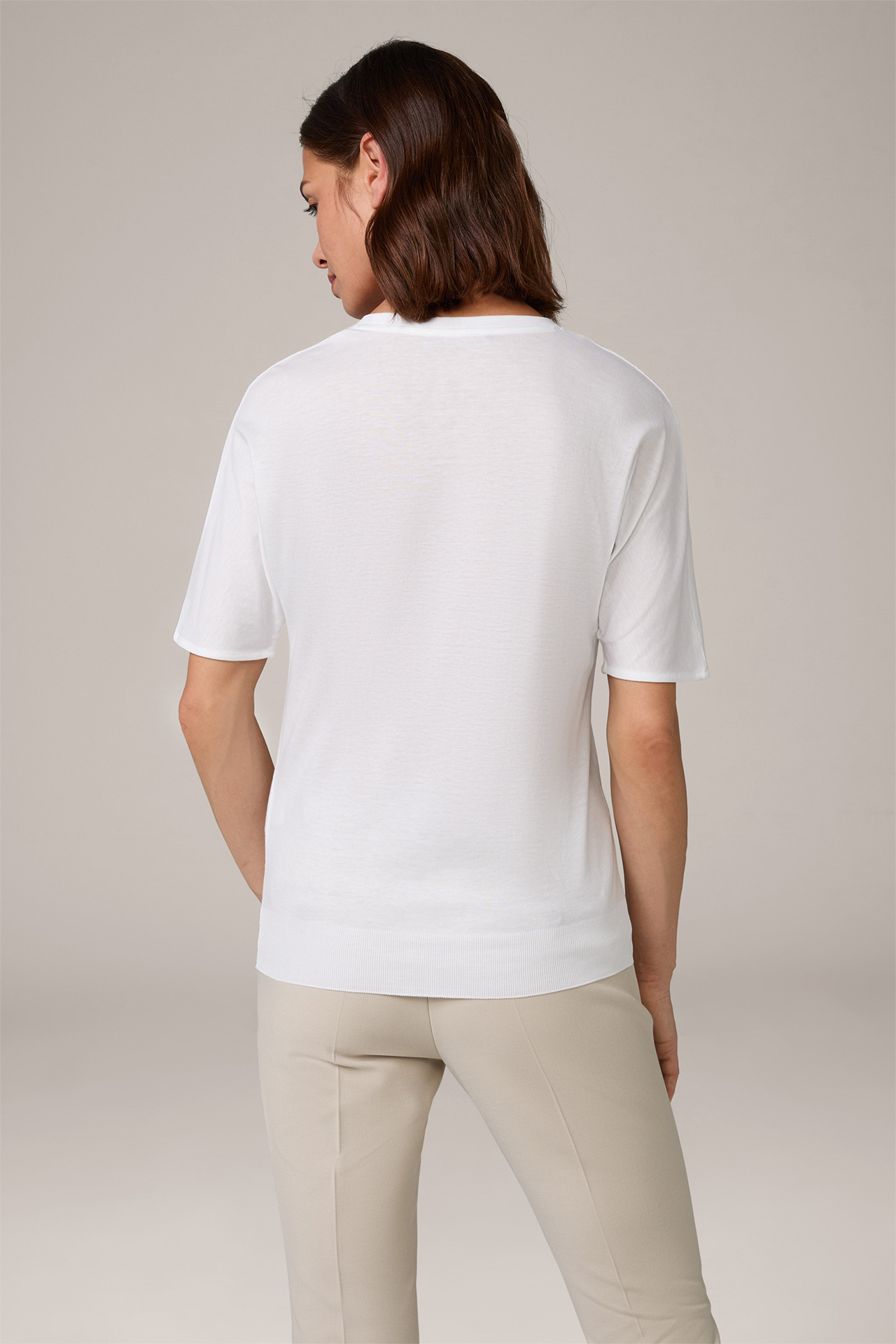 T-shirt à manches courtes en Tencel et coton, en blanc